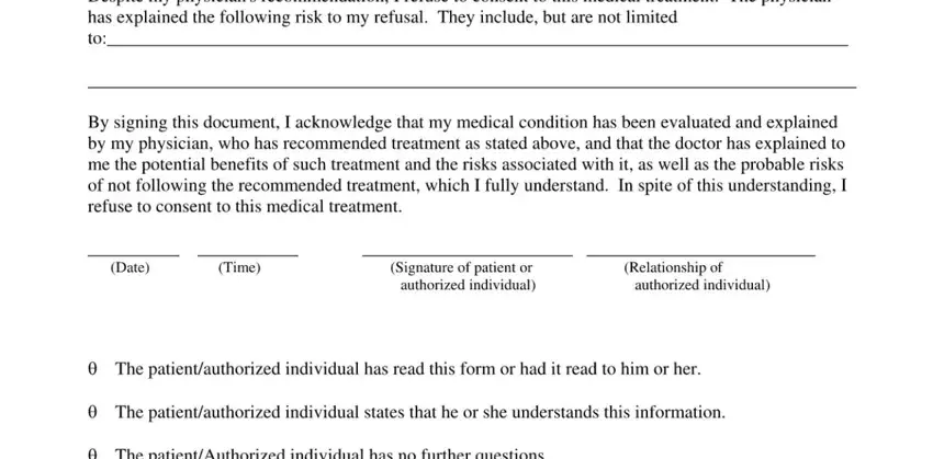 this field, next field, and other fields inside medical refusal form for employees