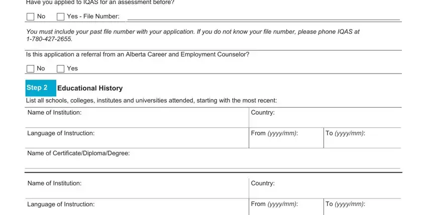 Filling in part 3 of iqas transcript format