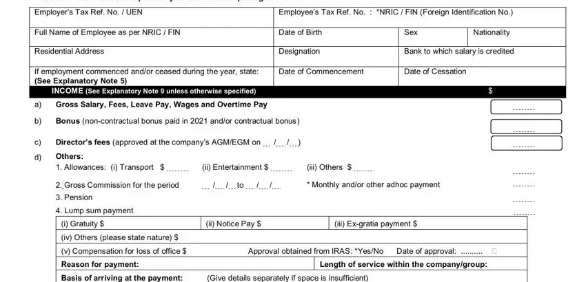 Filling in part 1 in cpf
