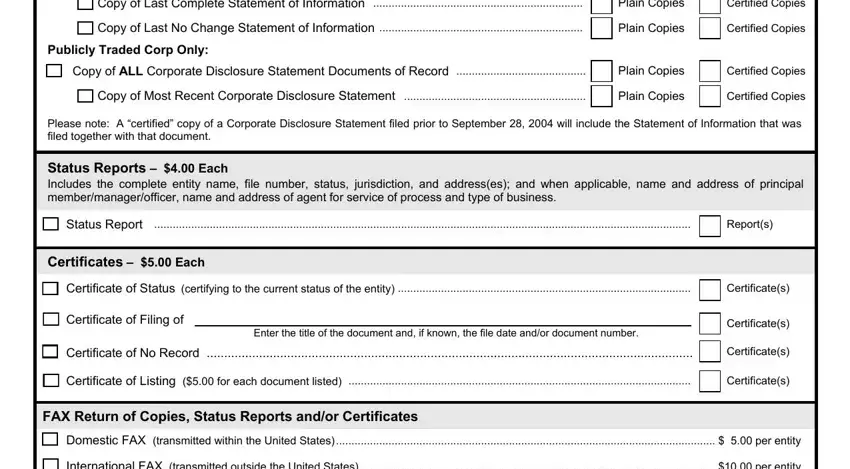 Plain Copies, Certified Copies, and Copy of ALL Corporate Disclosure in records order