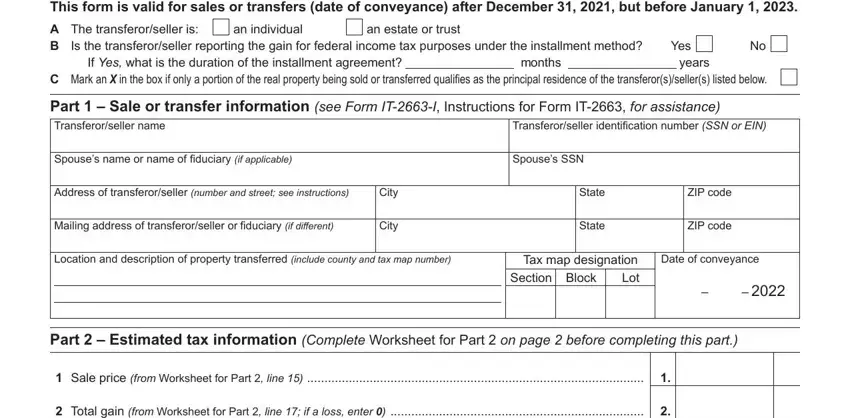 How to complete It 2663 Form stage 1