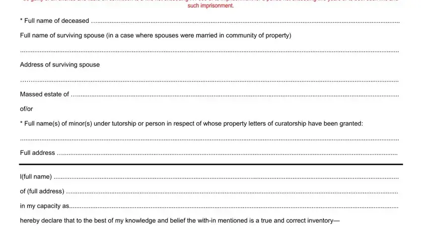 Stage no. 1 of completing master of the high court forms