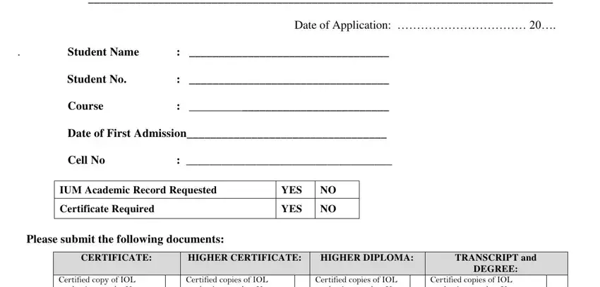 Ways to complete ium application stage 1
