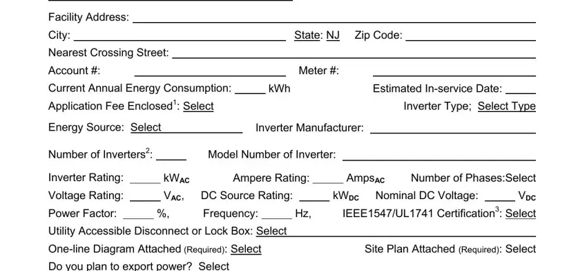 Stage no. 2 for filling out jcp interconnection forms