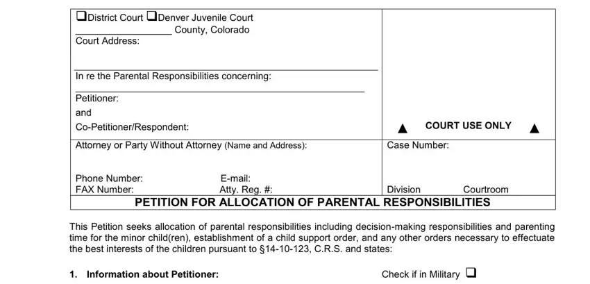 Stage no. 1 of submitting petition allocation parental