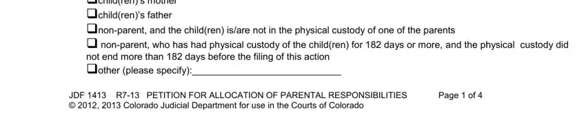 CoPetitionerRespondent has the, Page  of, and JDF  R PETITION FOR ALLOCATION OF inside petition allocation parental