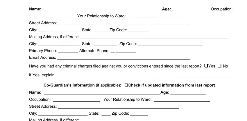 City  State  Zip Code, Occupation  Your Relationship to, and If Yes explain in jdf 850 colorado