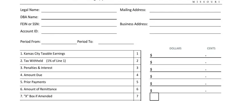 Filling in part 1 in Kcmo Rd 110 Form