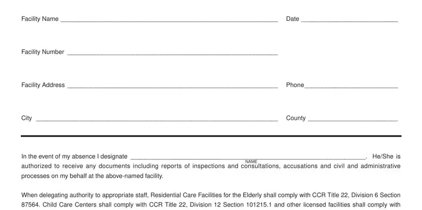 Completing section 1 in designation of facility responsibility