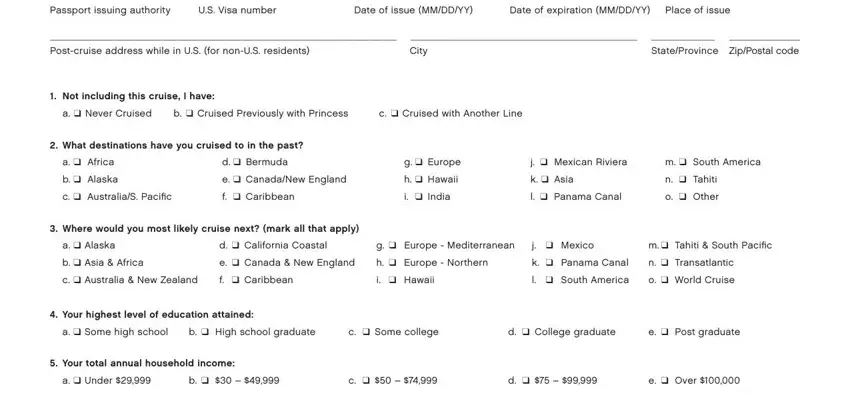 Stage no. 2 in filling in immigration pif latest