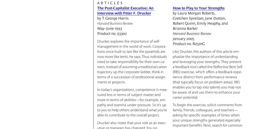 To begin the exercise solicit, January  Product no RG, and In todays organizations competence in peter drucker managing oneself pdf