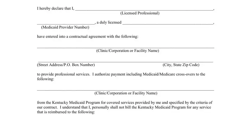 Filling out section 1 in ky conceals specifies