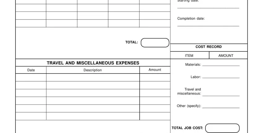 Part number 2 of completing material record form