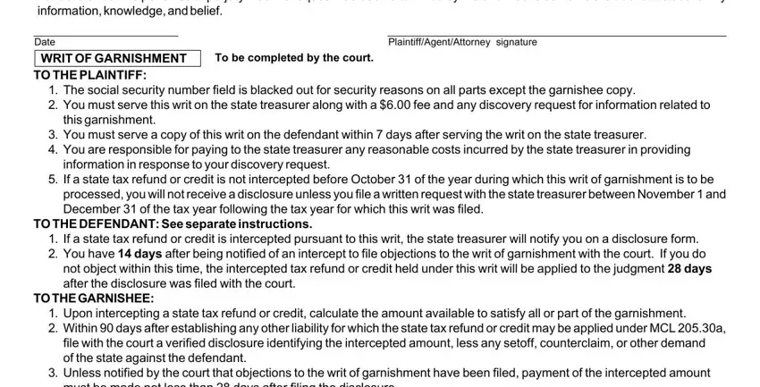 Step number 2 in filling out mi writ