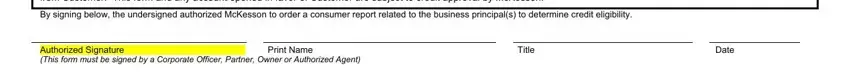 Step number 3 in filling out mckesson credit application