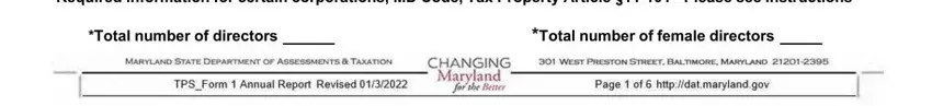 TPSForm  Annual Report, Required information for certain, and Total number of directors in Md Form 1
