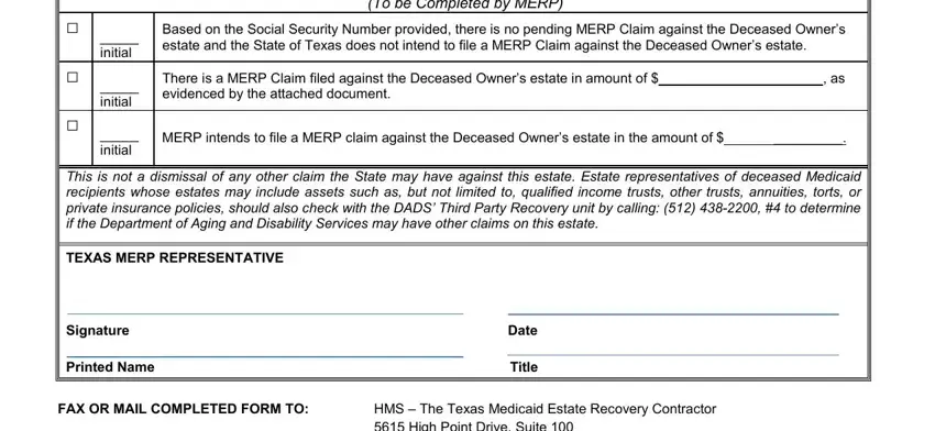 Part # 2 in filling out by merp texas
