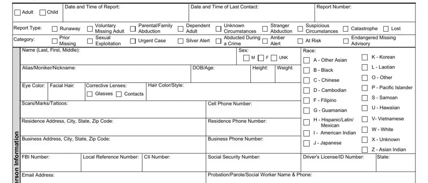 How you can complete missing persons report portion 1