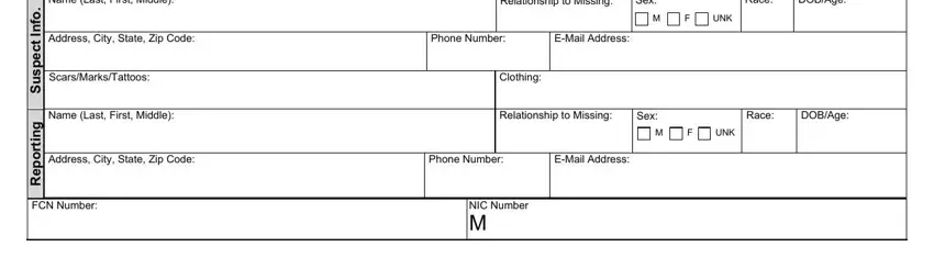 Step no. 3 of filling out missing persons report