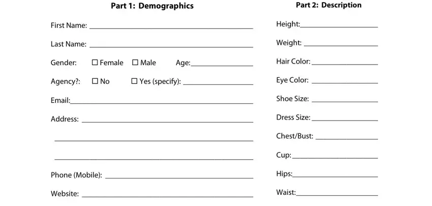 Part no. 1 for submitting model details form