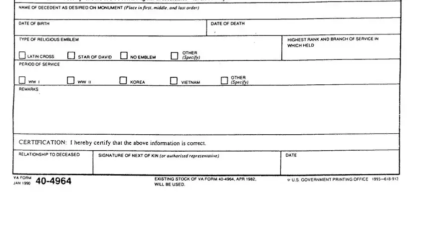 va form for certification of monument data completion process detailed (portion 1)