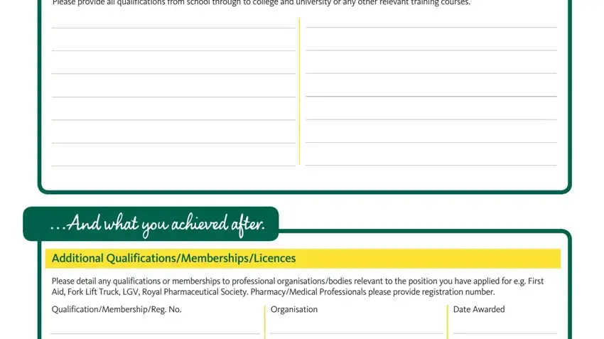 Part number 4 for filling in morrisons jobs application form