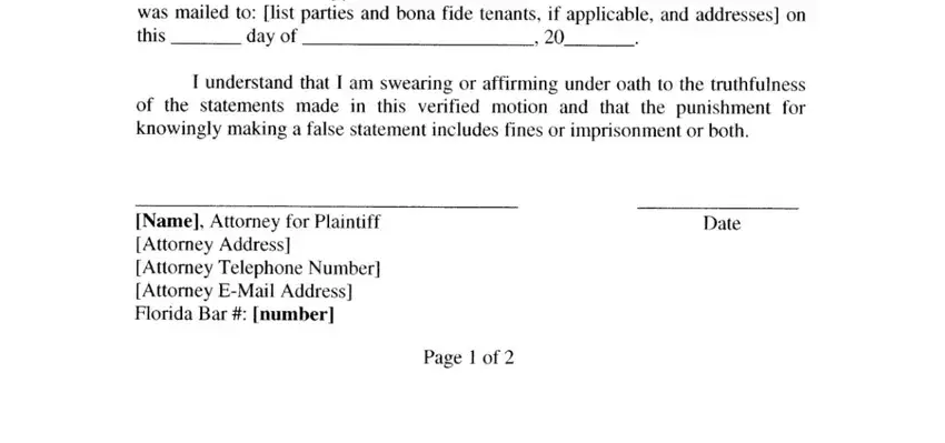Writing section 2 in florida motion foreclosure form