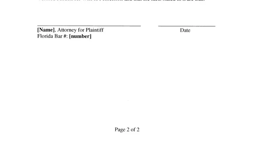 Part # 4 of filling out florida motion foreclosure form