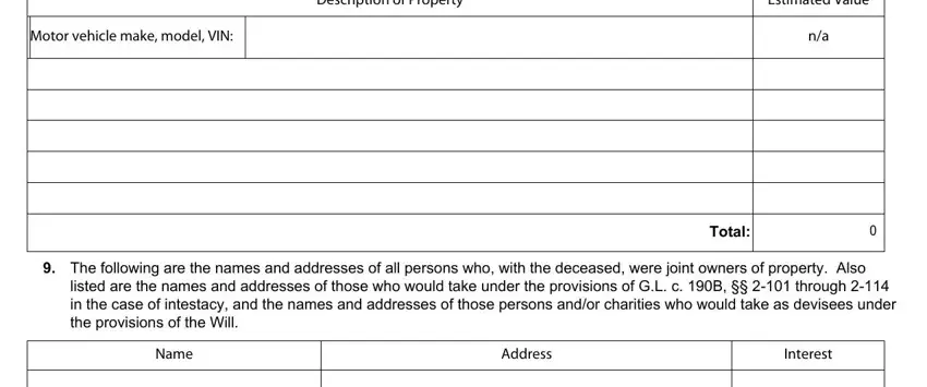 Address, Estimated Value, and The following are the names and of 170 mpc form