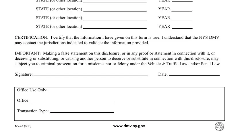 Filling in segment 2 in dmv mv 47 form