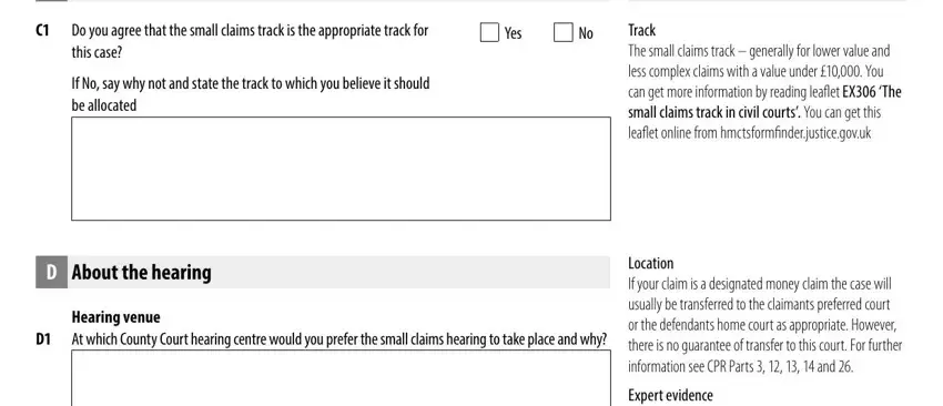 D About the hearing, Expert evidence The court must, and Track The small claims track of 76506809