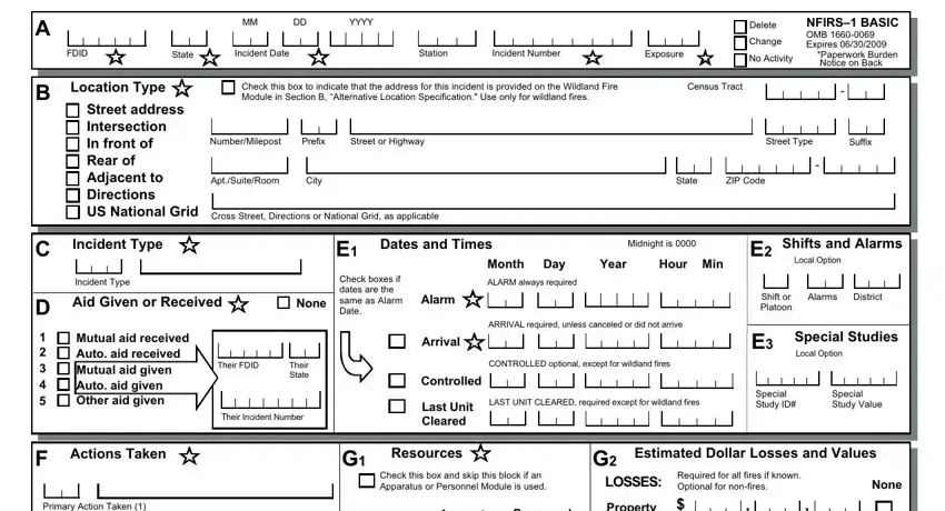 Stage no. 1 of filling in form nfirs