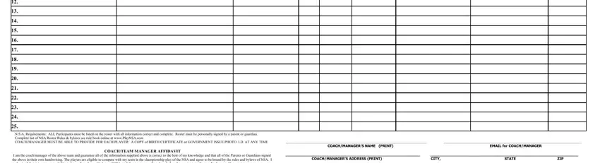 Part no. 2 for completing youth roster form template
