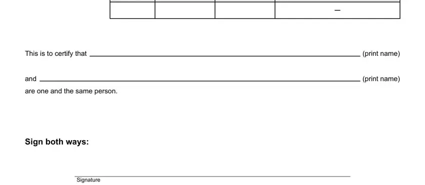 Filling in section 1 of one and same certificate