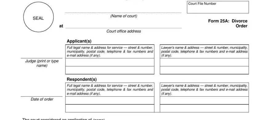 Filling in segment 1 of form 25a