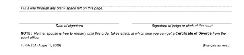 Français au verso, Put a line through any blank space, and Date of signature inside form 25a