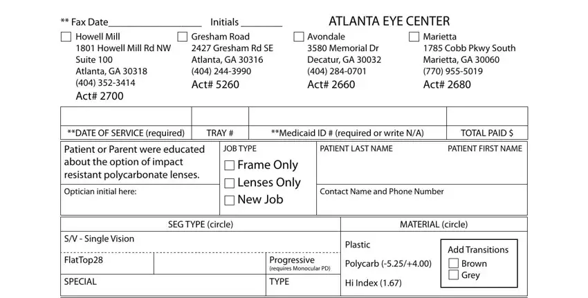 Filling out part 1 in Marietta