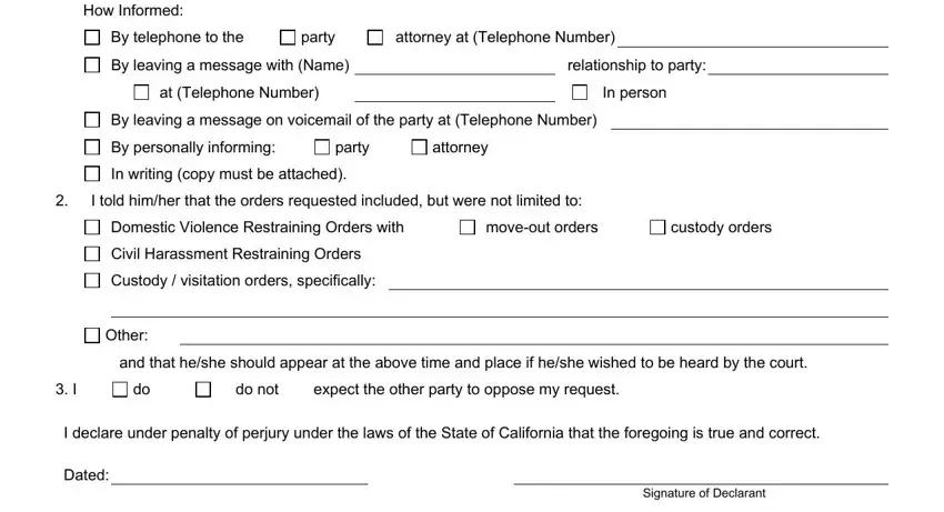 Filling out section 2 of california parte ventura county
