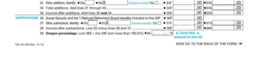 Part # 3 for filling out Oregon Form 40P