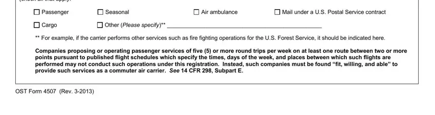 Step no. 2 for filling in carrier form taxi
