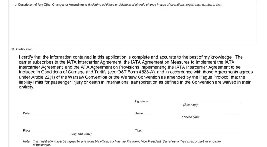 How you can fill out carrier form taxi portion 4