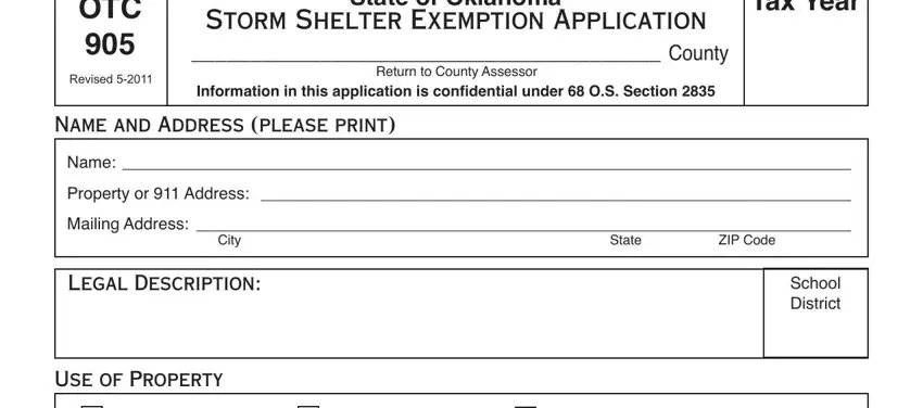 Stage no. 1 of submitting Otc 905 Form