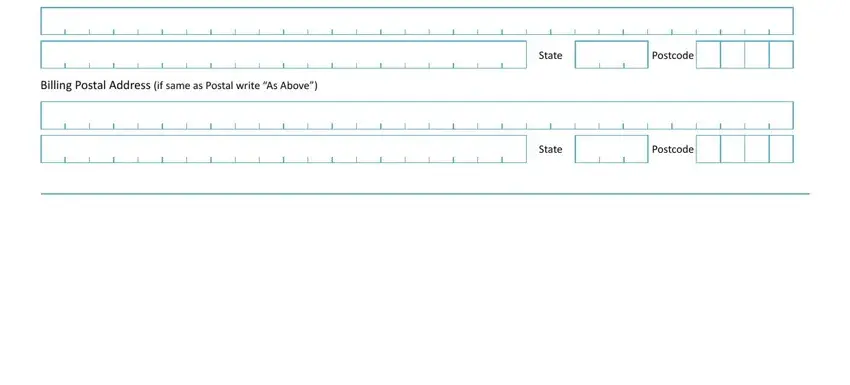 Postcode, Billing Postal Address if same as, and State in oversize over permit application