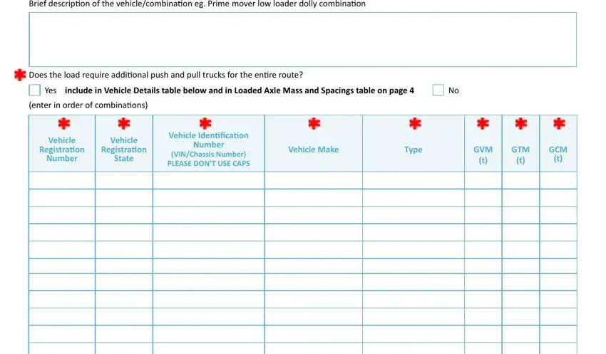 Step # 5 in filling out oversize over permit application