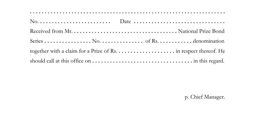 Series                 No, p Chief Manager, and Received from Mr in prize bond claim form new