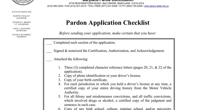 Filling in part 1 of dpscs application online