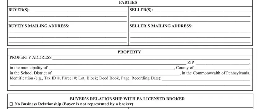 Filling out part 1 of pa standard agreement for the sale of real estate