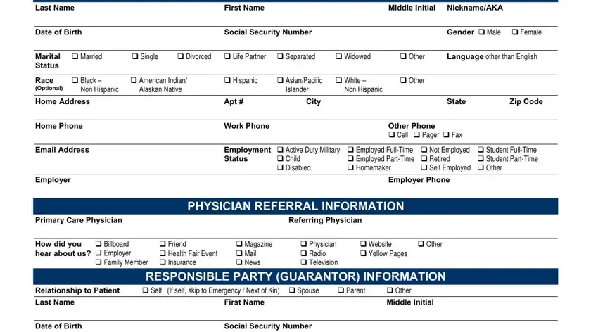 demographic sheet for patient writing process explained (step 1)