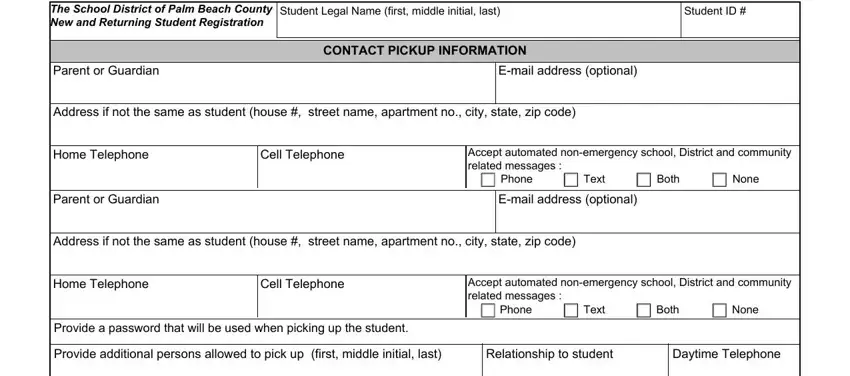 Part # 4 of filling out palm student registration