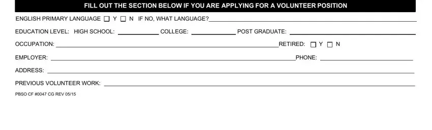 Stage # 3 for completing pbso org volunteer application